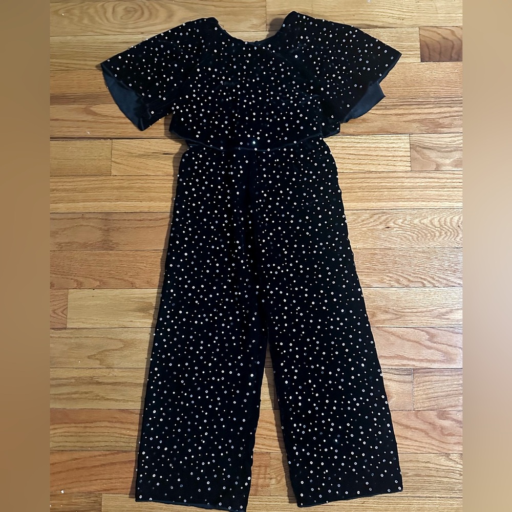 Zara kids velvet beaded sequins jumpsuit black size 8Y NWT